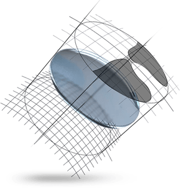 DRO lens grid wireframe diagram